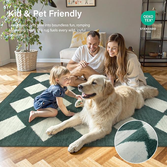 Lahome Zelie Checkered Washable 2x6 Green Runners - Image 6