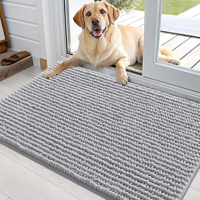 OLANLY Dog Door Mat for Muddy Paws 36x24, Ultra Absorbent Chenille Mud Doormat by OLANLY