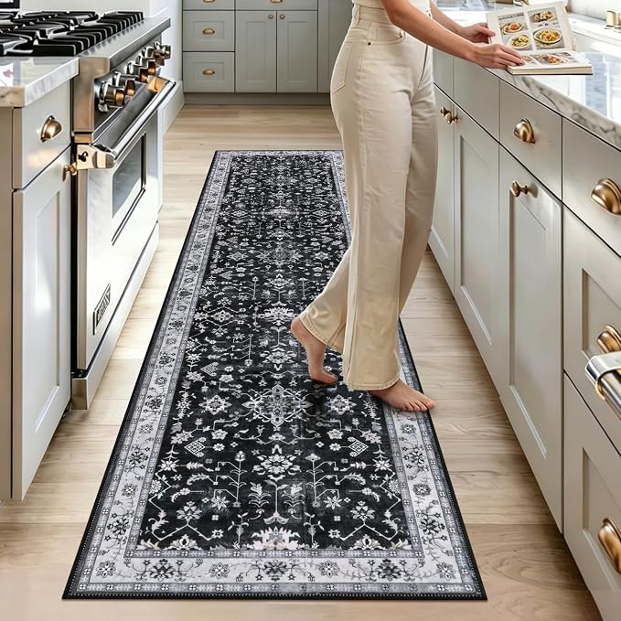 HEBE Washable Hallway Runner Rug 2'x 6' Non Slip Kitchen Rugs Runner, Low Pile - Image 9