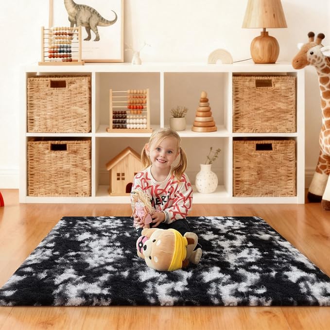 Black and White Rugs for Bedroom, 4x6 Fluffy Area Rugs for Living Room - Image 6
