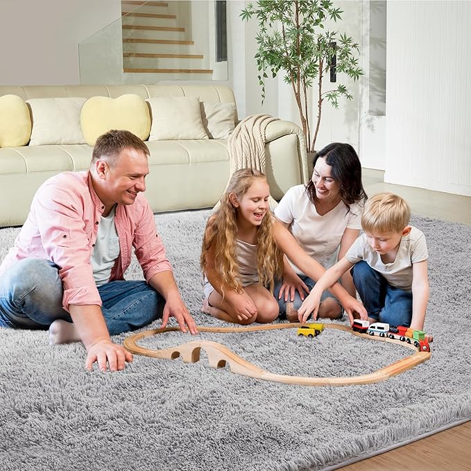 Ultra Soft Rug for Living Room, 4X6 Fluffy Shag Area Rug for Bedroom, Modern - Image 2