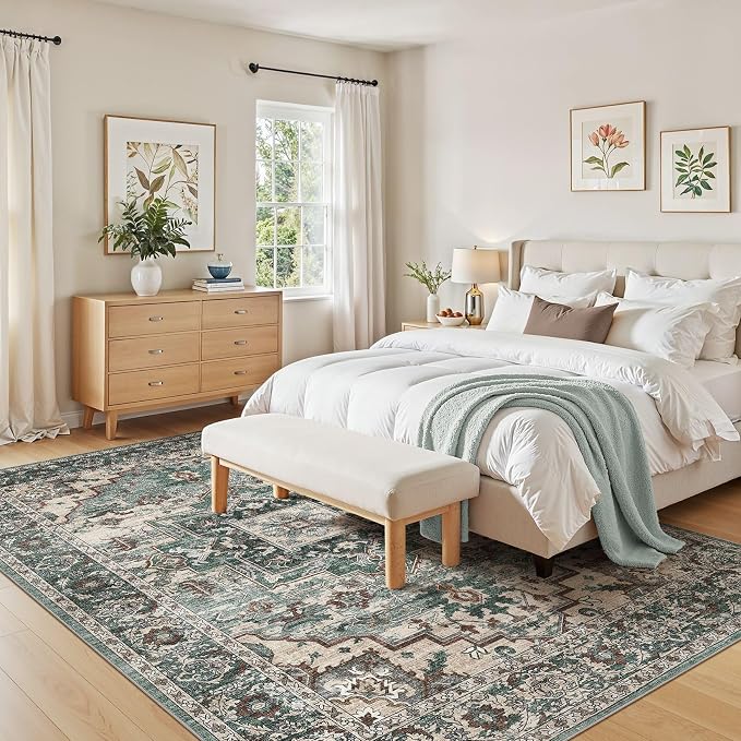 5x7 Area Rugs Living Room: Washable Vintage Rug Large Non-Slip Stain Resistant - Image 4