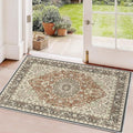 2x3 Rug for Entryway Hallway-Vintage Farmhouse Boho Floral Neutral Washable by Unknown