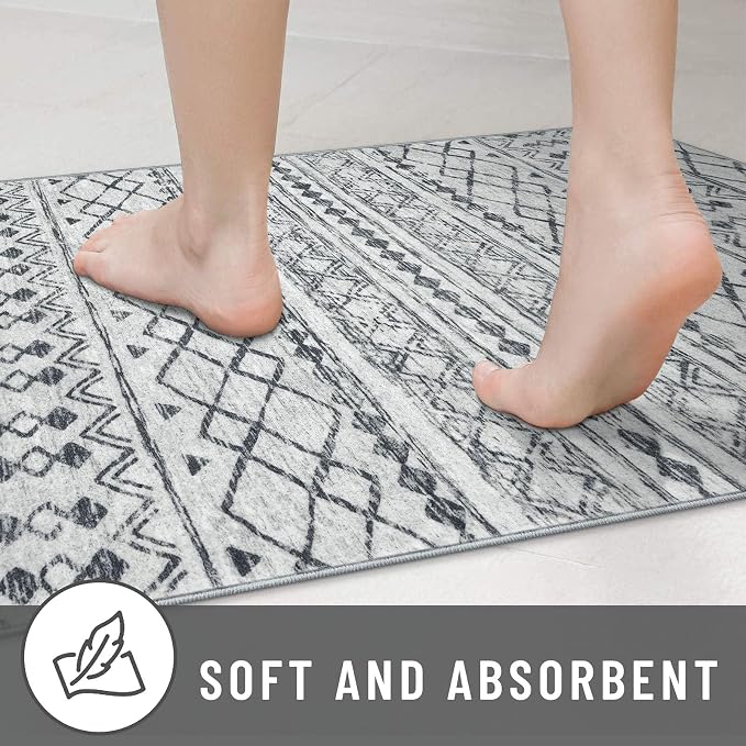 KUTA Boho Runners for Hallways 3x8 Grey Moroccan Washable Runner Rug Non-Slip - Image 7
