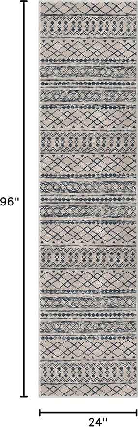 KUTA Boho Runners for Hallways 2x8 Light Brown Black Moroccan Washable Runner - Image 2