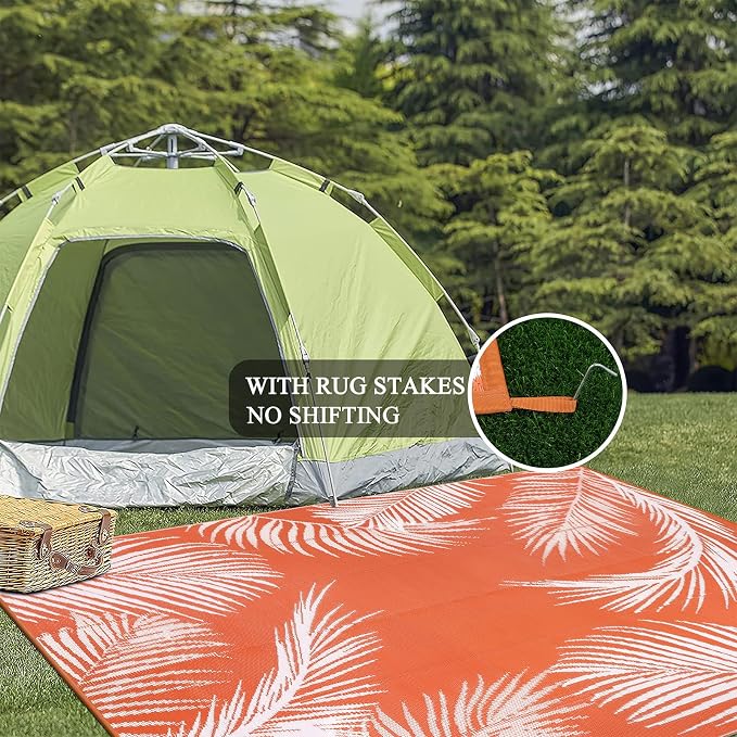 Pauwer Waterproof Outdoor Rug 6x9, Reversible Plastic Straw Patio Camping Rug - Image 6