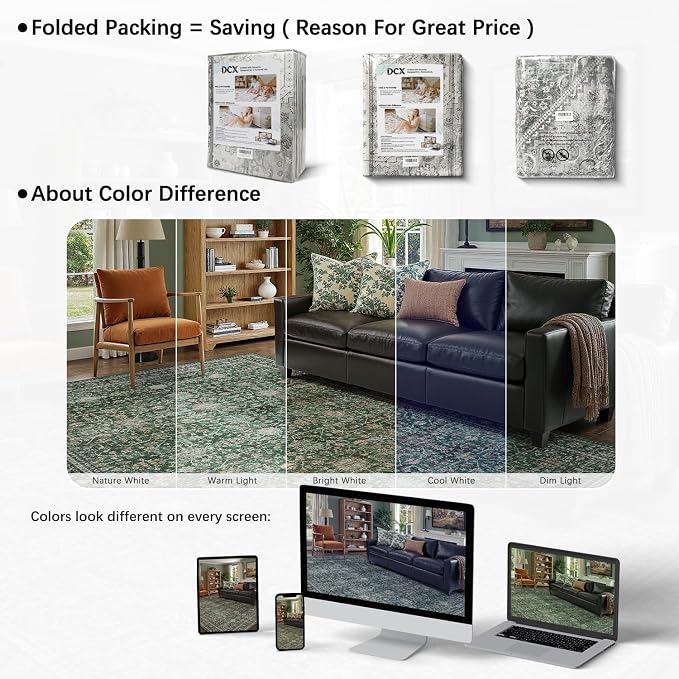 DCX Green 6x9 Rug, Kid & Pet Friendly - Image 8