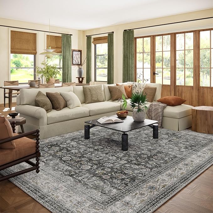 Machine Washable Rugs for Living room: 9x12 bedroom Rug Vintage Boho Area Rug by palohom