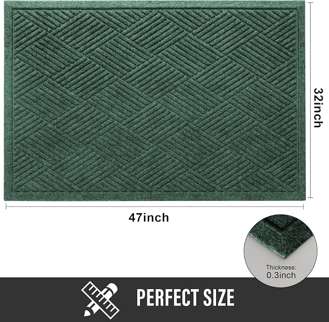 HIYARD Sturdy Front Door Mat, Absorbent Muddy Dirt Resist Welcome Door Mats - Image 2