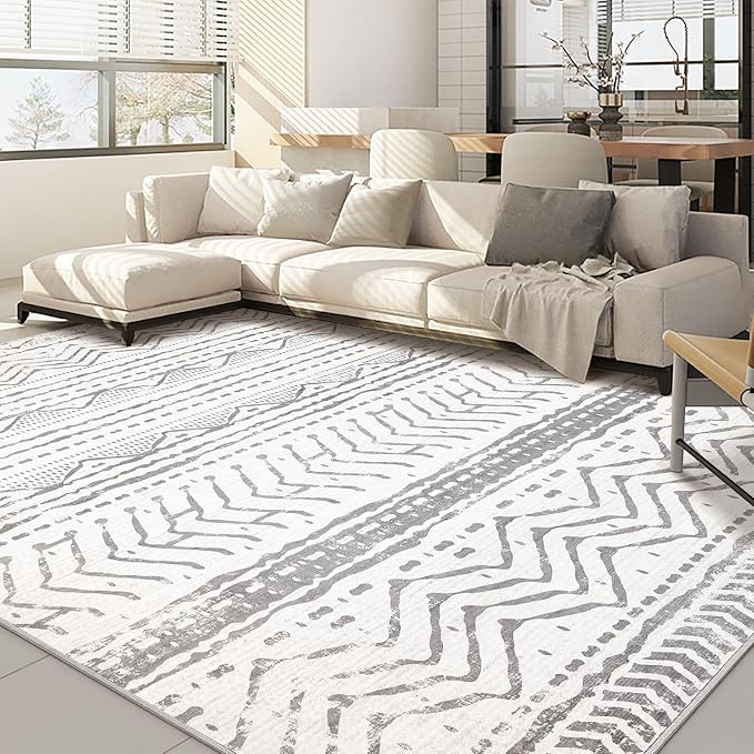 Nakagishi Area Rugs 8x10 Living Room: Washable Boho Large Neutral Soft by NakagishiAreaRug