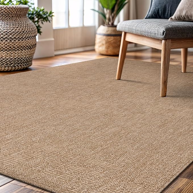 CAMILSON Easy Jute Rug 5x7, Indoor Outdoor Natural Color Fiber Area Rugs - Image 9