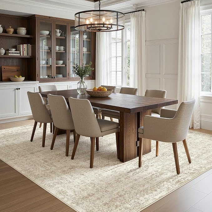 UERMEI Square Area Rugs : Washable 8x8 Neutral Modern Abstract Carpet - Image 3