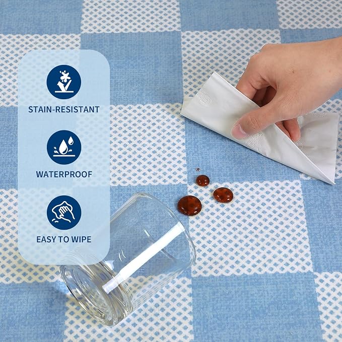 GarveeHome Checkered Light Blue and White 9x12 Area Rugs - Image 7