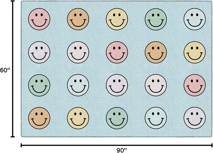 Flagship Carpets Pastel Rainbow Smileys Criss-Cross Applesauce Educational Area - Image 3