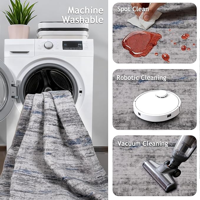 Area Rugs 9x12 for Living Room, Non-Slip Backing Machine Washable Rugs - Image 3