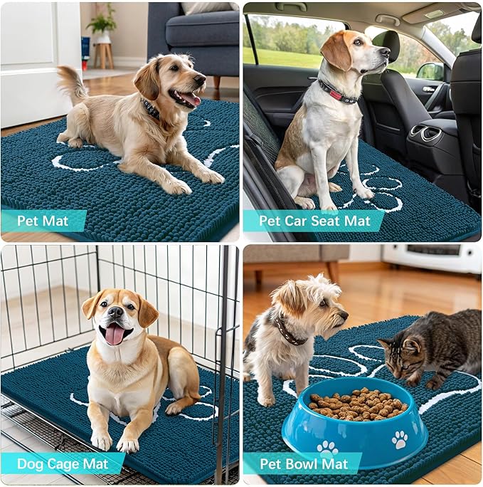 OLANLY Dog Door Mat for Muddy Paws 45x27, Paw Print Design, Absorbs Moisture - Image 7
