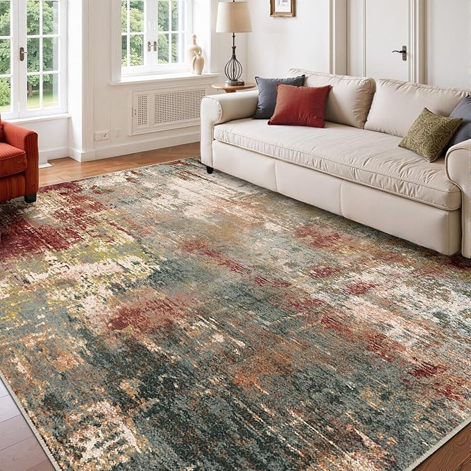 RELEANY Washable Area Rugs 7'x9' Non-Slip Modern Abstract Soft - Image 2