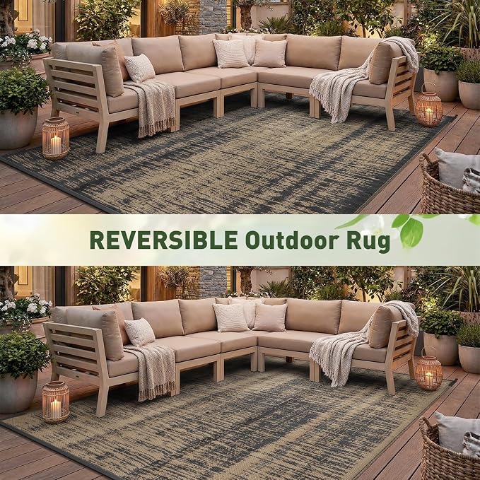 MontVoo Outdoor Rug Waterproof 5x8 ft Outdoor Carpet Patio Rug Mat Reversible - Image 9