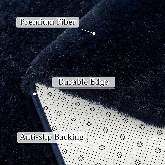BENRON Navy Blue Fluffy Rugs for Living Room Bedroom 4x6, Soft Plush Fuzzy - Image 6