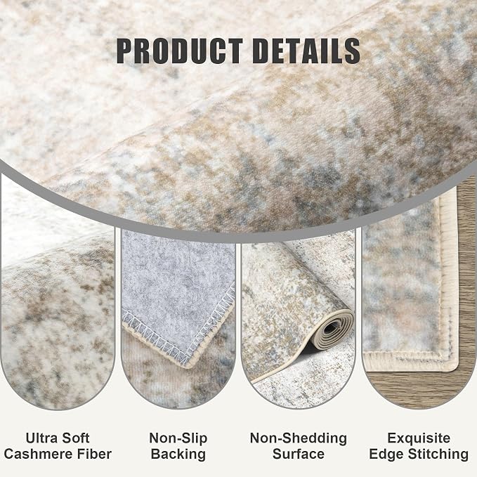 Washable Area Rug 3x8 Entryway Rug: Washable Modern Abstract Soft Thin Rug - Image 6