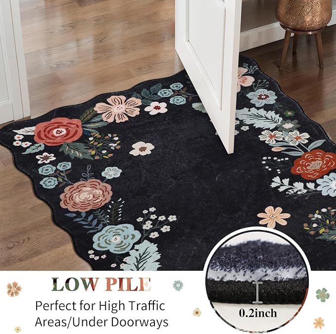 3x8 Runners for Hallways, Vintage Floral Kitchen Runner Rug - Image 5