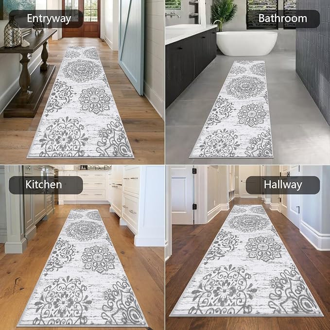 HEBE Hallway Runner Rug 2'8''x8' Washable Vintage Distressed Area Rugs Non Slip - Image 5