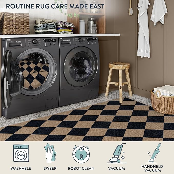 Lahome Colette Checkered Easy Jute Outdoor Rug, 5x7 Area Rugs - Image 6