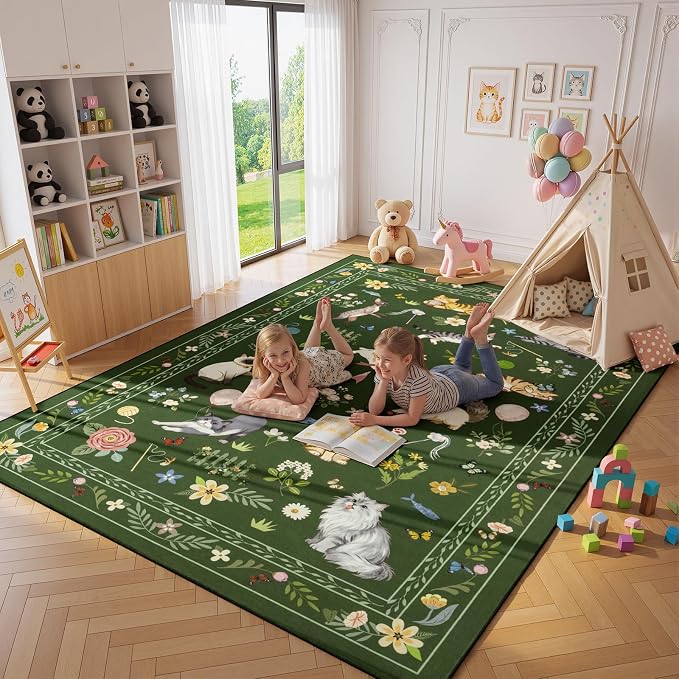 Unirea 6x9 Dark Green Cat Area Rug - Image 7