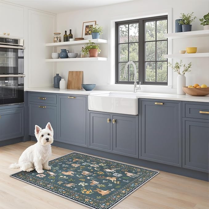 Soalmost 2x3 Dog Rugs for Entryway, Machine Washable Door Mat Animal Floral - Image 4