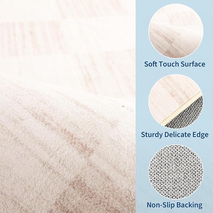 GarveeHome Beige Checkered Rug 2x3 Washable Rug Non-Slip - Image 6