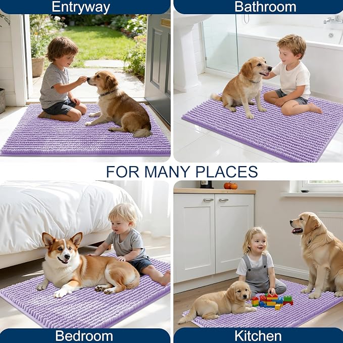 OLANLY Dog Door Mat for Muddy Paws 24x16, Ultra Absorbent Chenille Mud Doormat - Image 8