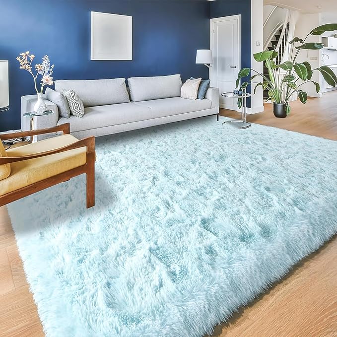 YJ.GWL Area Rugs for Living Room Bedroom, 6x9 Machine Washable Large Light Blue - Image 6
