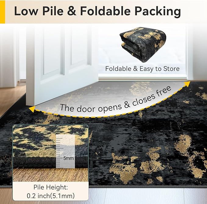 RELEANY Washable Area Rugs 2'x5' Non-Slip Modern Abstract Soft - Image 4