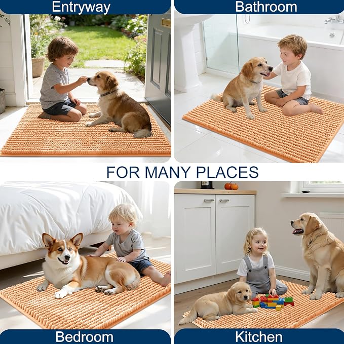 OLANLY Dog Door Mat for Muddy Paws 44x24, Ultra Absorbent Chenille Mud Doormat - Image 8