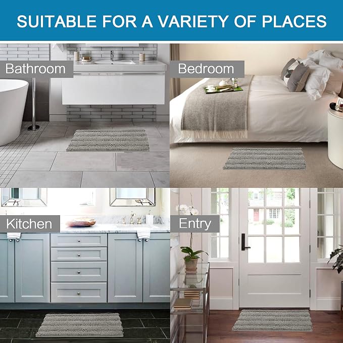 H.VERSAILTEX Bath Rugs for Bathroom Non Slip Bath Mats Extra Thick Chenille - Image 6