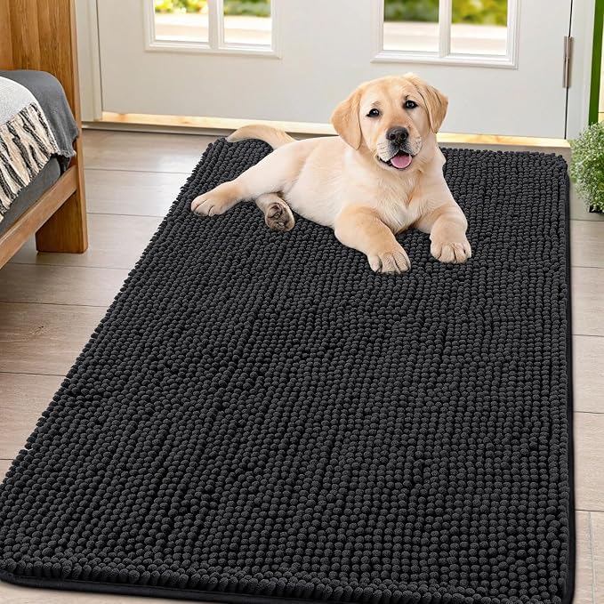 Smiry Dog Door Mat for Muddy Paws 44x32, Absorbent Dirt Trapper, Non-Slip by Smiry