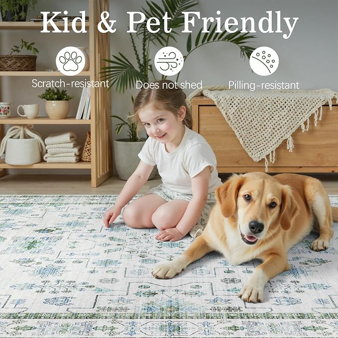DCX Green 6x9 Rug, Kid & Pet Friendly - Image 8
