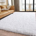 5x7 White Rugs for Bedroom, Soft Fluffy Shaggy Rugs for Living Room, Non-Slip by WISHTREE