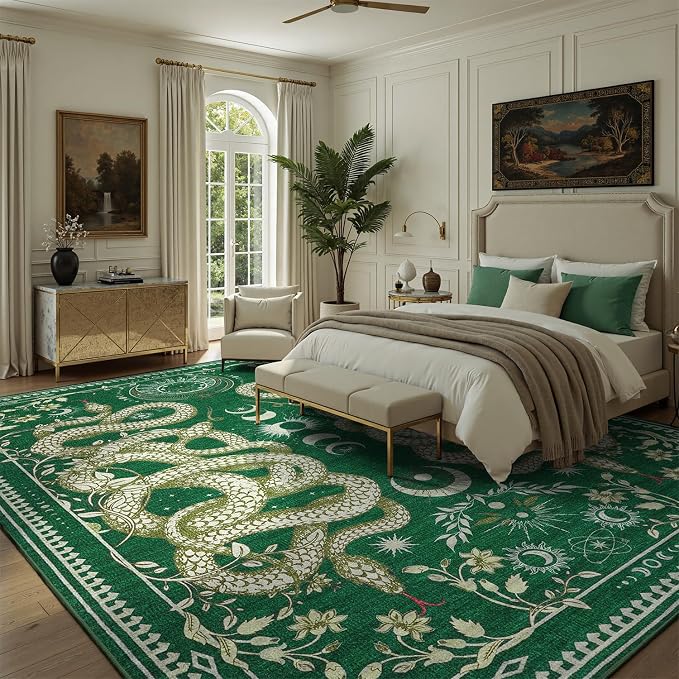 DCX Washable 8x10 Snake Rug, Soft Low Pile Carpet, Kid & Pet Friendly - Image 2