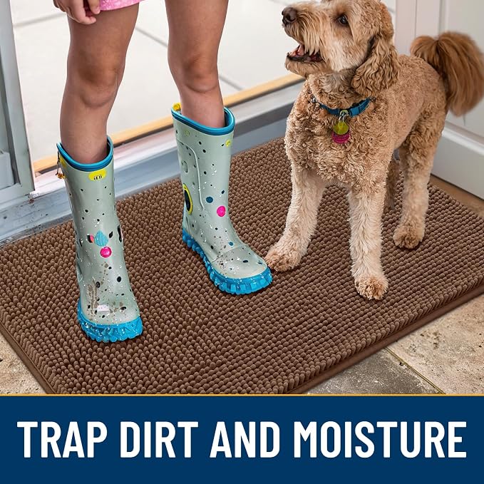 Smiry Dog Door Mat for Muddy Paws 30x20, Absorbent Dirt Trapper, Non-Slip - Image 3