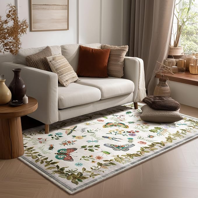 4x6 Washable Area Rugs for Entryway: Small Living Room Rug Stain Resistant Non by palohom
