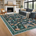Mushroom 9x12 Rug for Living Room Non Slip Washable 9 x 12 Rug for Bedroom by ROYHOME