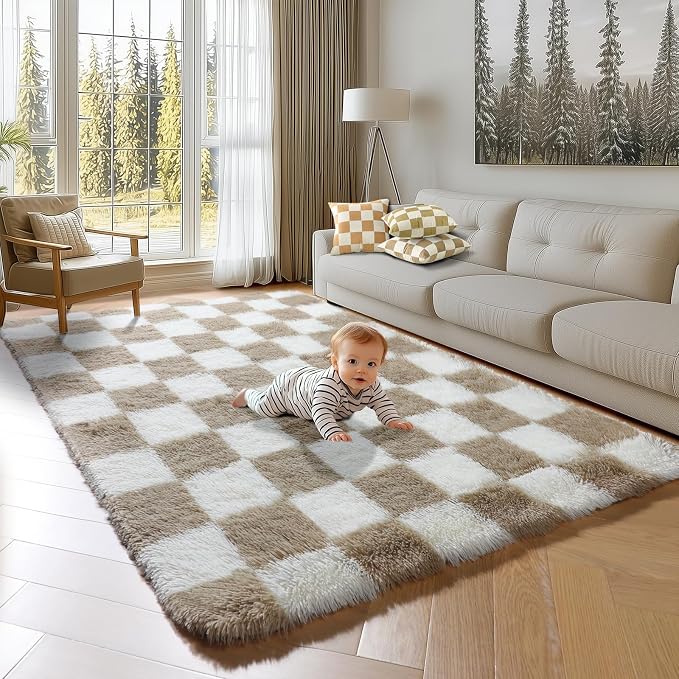 KICMOR Area Rugs for Bedroom Living Room, 4x6 Fluffy Soft Beige and Cream White - Image 7
