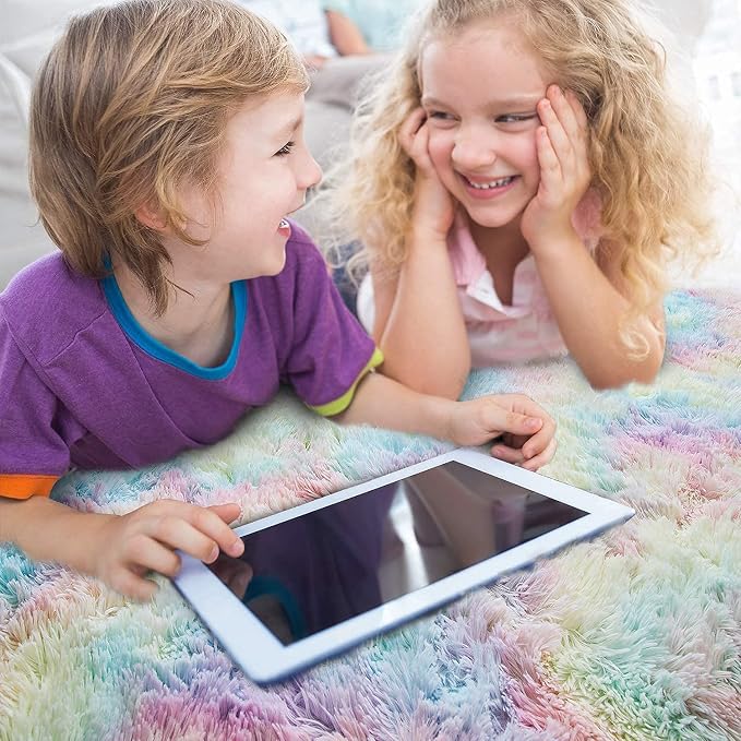 AROGAN Soft Rainbow Area Rugs for Girls Room 4x6 Feet, Fluffy Girls Bedroom Rugs - Image 6