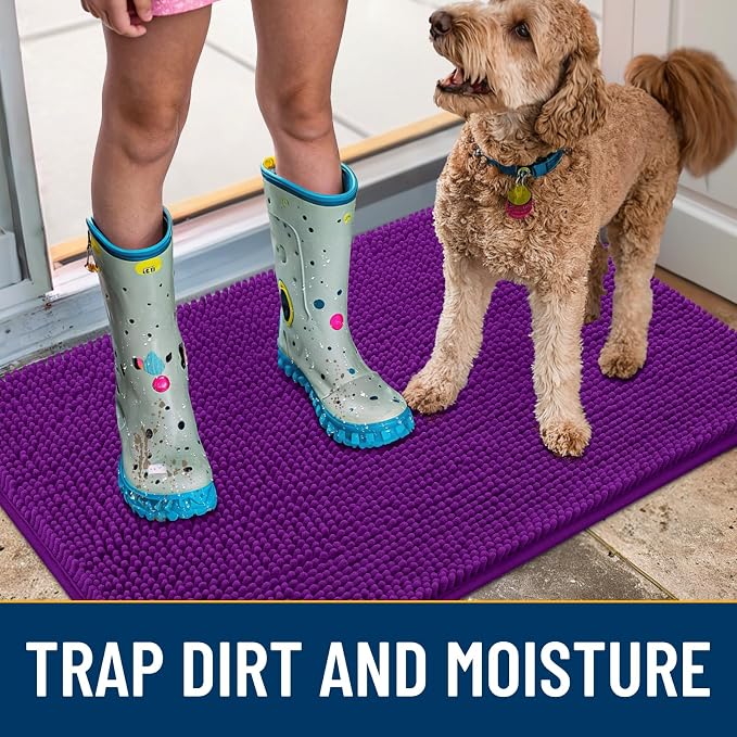 Smiry Dog Door Mat for Muddy Paws 30x20, Absorbent Dirt Trapper, Non-Slip - Image 3