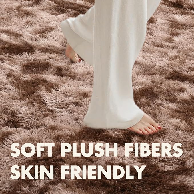 6x9 Ft Large Shag Brown Area Rug - Image 5