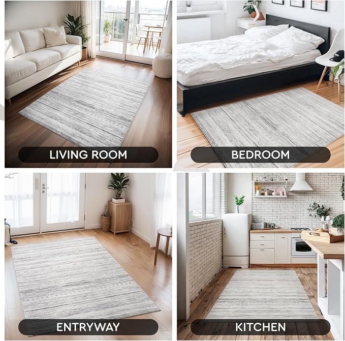 3x5 Area Rug Machine Washable Non Slip Rug Distressed Neutral Moroccan Boho Rug - Image 7