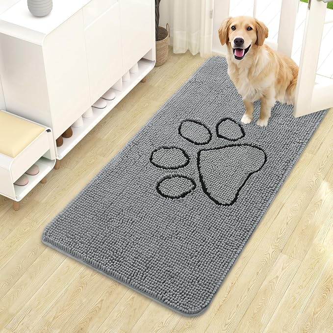 OLANLY Dog Door Mat for Muddy Paws 44x24, Paw Print Design, Absorbs Moisture by OLANLY