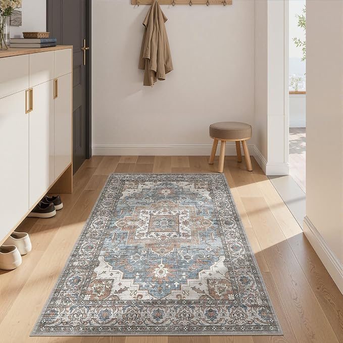 3x5 Area Rugs Living Room: Washable Vintage Rug Large Non-Slip Stain Resistant - Image 2