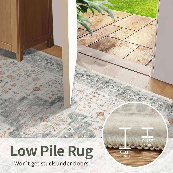Rugxara 8x10 Washable Area Rug for Living Room, Vintage Neutral Extra Large - Image 7